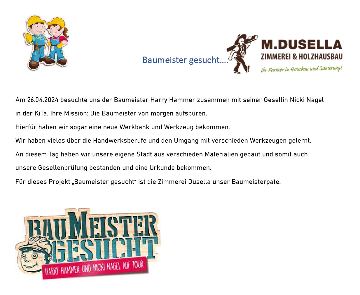 Baumeister gesucht